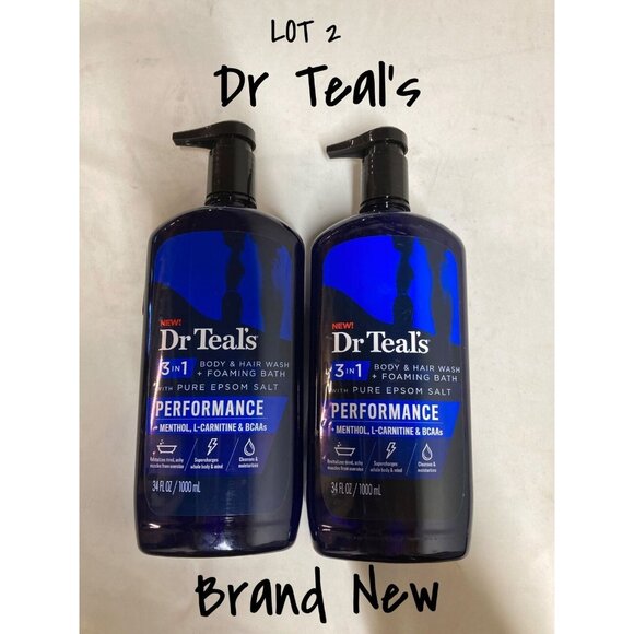 Dr. Teal's Other - Dr Teal's 34 Oz Performance 3 in 1 Body Hair Foam Bath Wash With Epsom Salt X 2